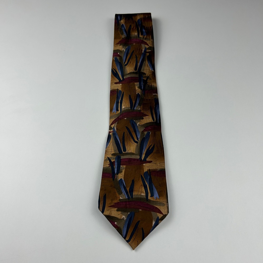 Vintage 1996 J. Garcia Oak Tree Red Abstract 100% Silk Tie China